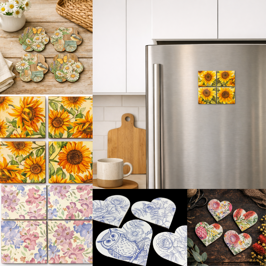 Shadow & Petal Fridge Magnets | Rustic Botanical Artwork