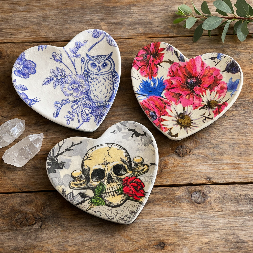 Heart-Shaped Ceramic Trinket Trays | Shadow & Bloom