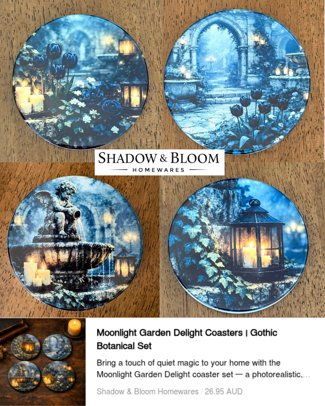 Whispering Cottage Ghosts Coasters | Gothic Rustic Set