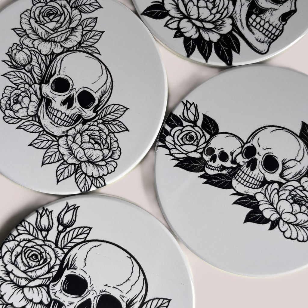 Bloom of Bones Coasters | Dark Botanical Set