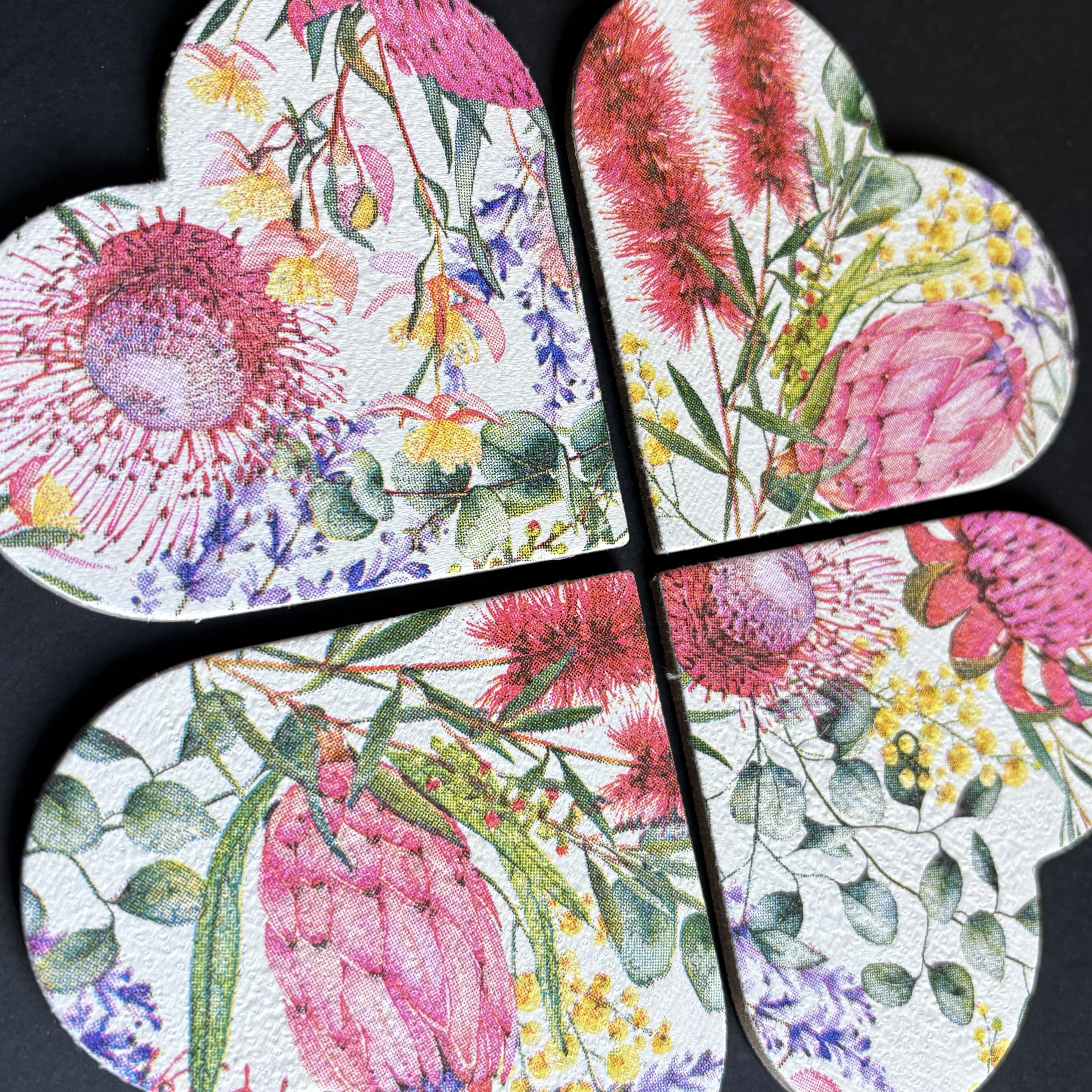 Heart Shaped Australian Floral Magnets