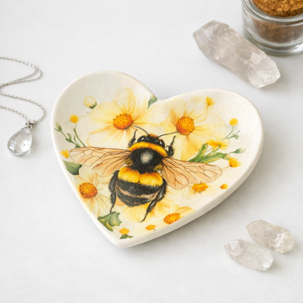 Bumblebee Botanical | Heart Ceramic Trinket Tray