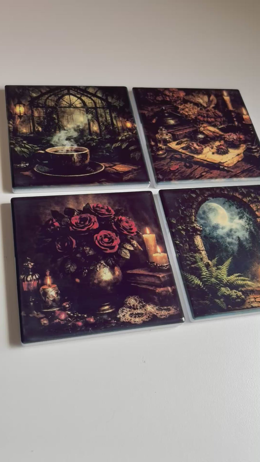Gothic Bloom Reverie Coasters | Dark Floral Set